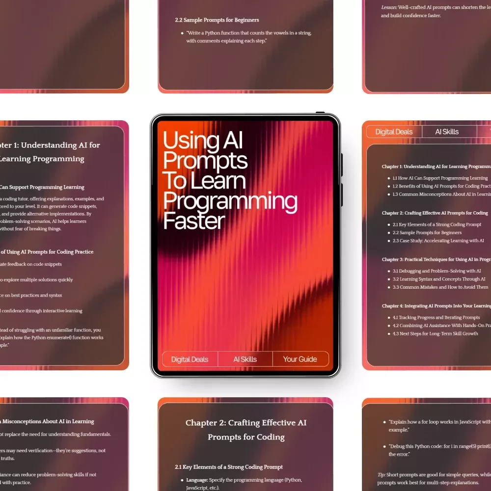 Using AI Prompts to Learn Programming Faster – Digital Guide, eBook & Checklist for Coding Practice, Debugging, Syntax Mastery, and AI-Powered Learning