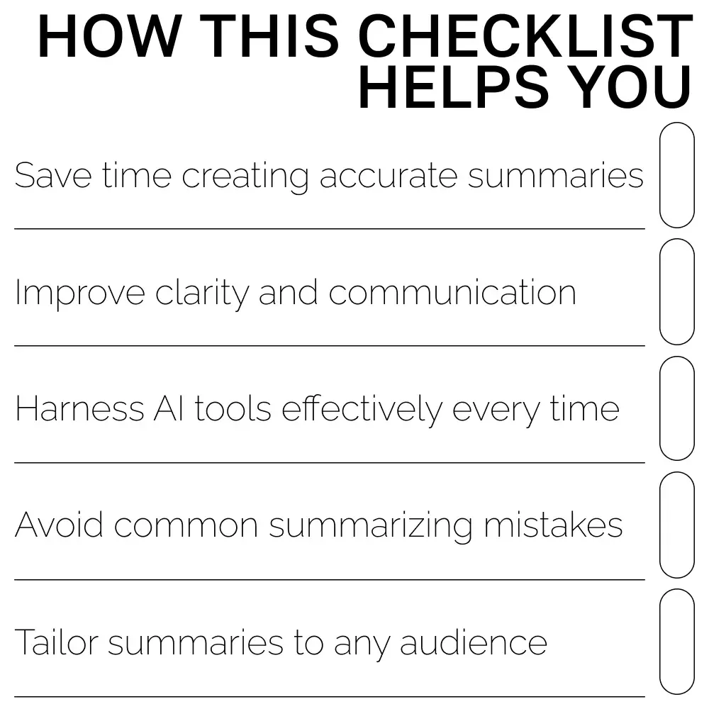 AI Summaries That Stick: Digital Download Guide, eBook & Checklist for Effortless Summarizing with AI Tools