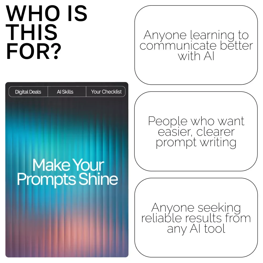 Make Your Prompts Shine – Ultimate Prompting Checklist for AI Success | Digital Download, Prompt Craft Guide, AI Writing Tool, Productivity Printable