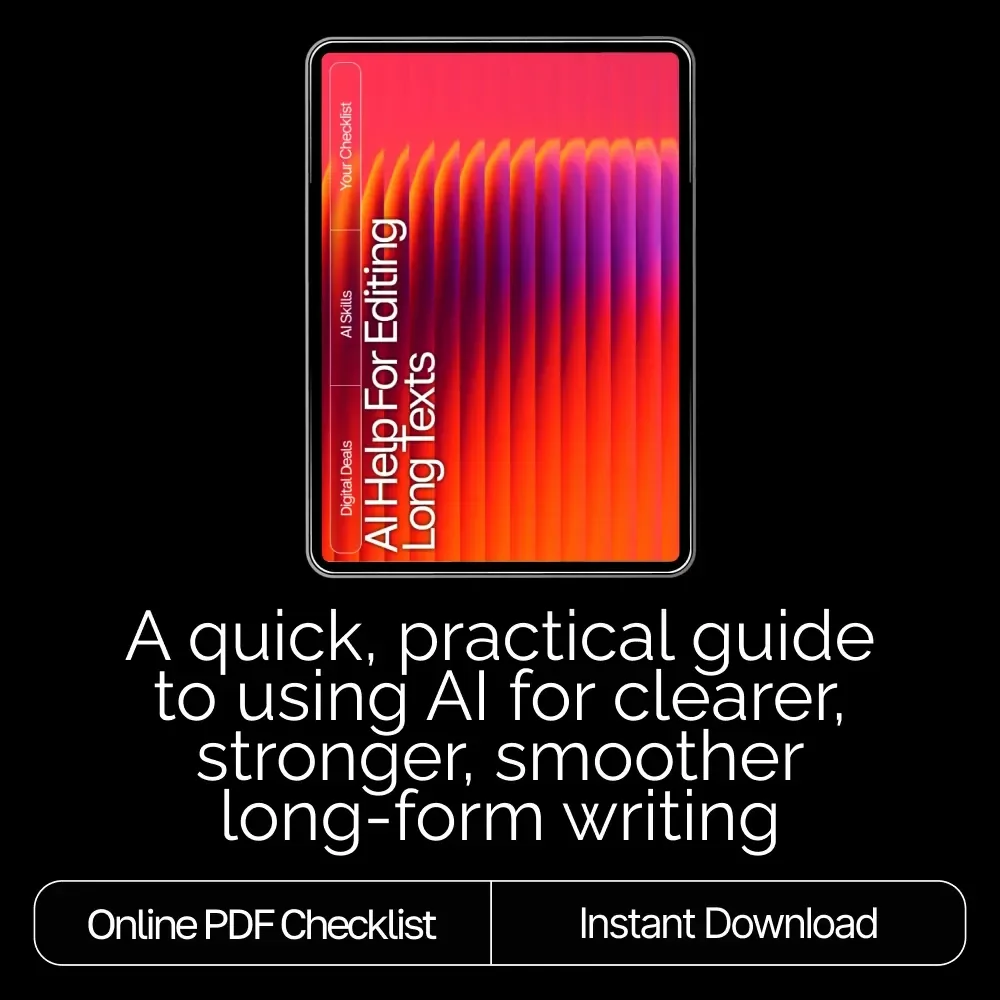 AI Help for Editing Long Texts | Editable Checklist for Writers, Bloggers & Students | Digital Download Writing Aid