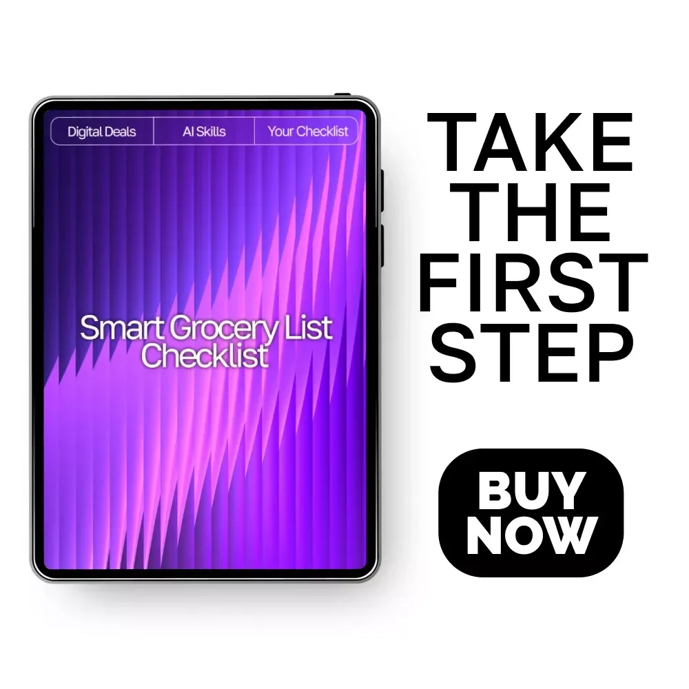 Smart Grocery List Checklist – AI-Enhanced Meal Planning, grocery list suggestions for recipes with ai, Weekly Menu Planner & Digital Shopping Organizer for Easy, Stress-Free Cooking