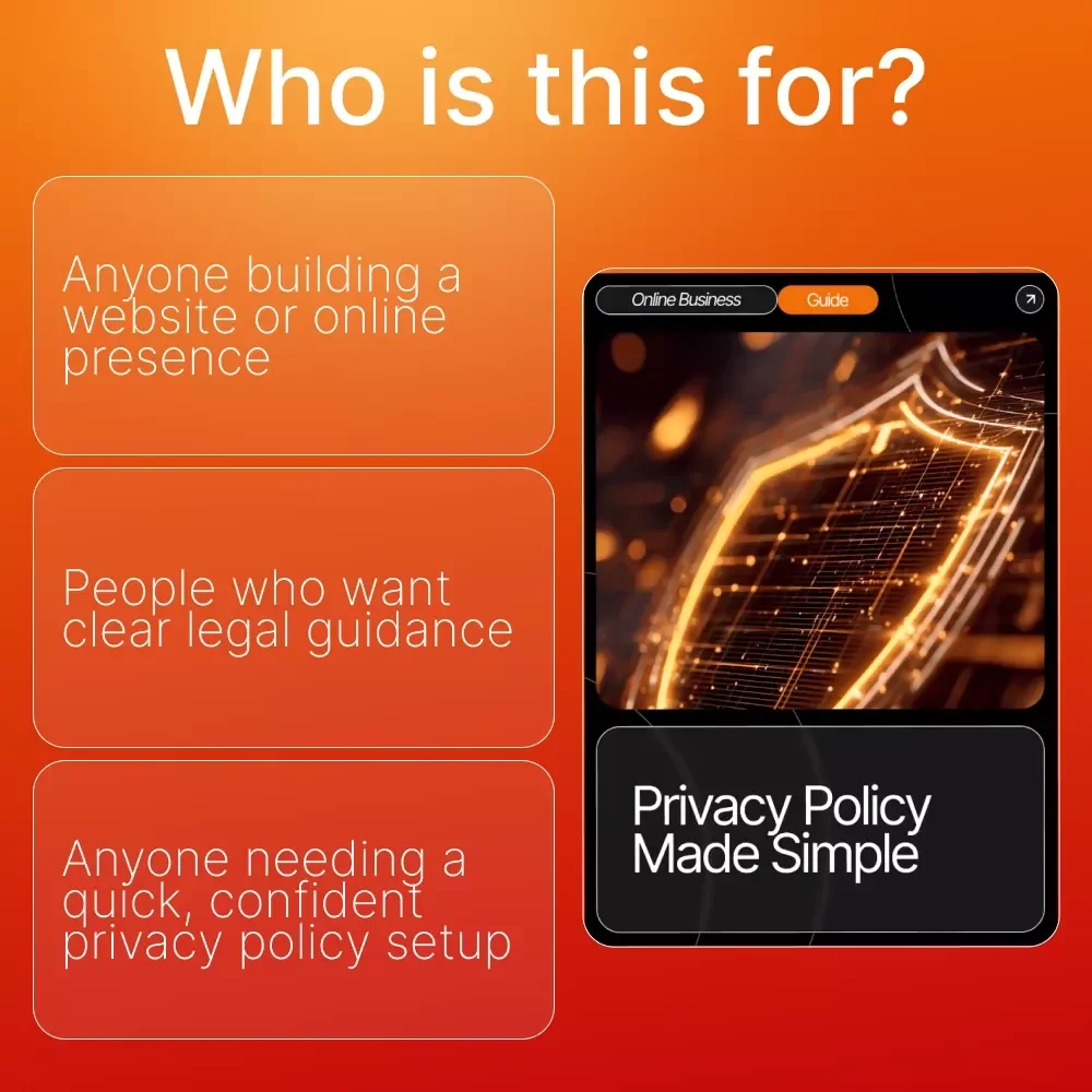 Privacy Policy Made Simple – SEO-Friendly Website Legal Template, Small Business Compliance Guide, Ecommerce & Blogger Privacy Policy eBook (Digital Download)