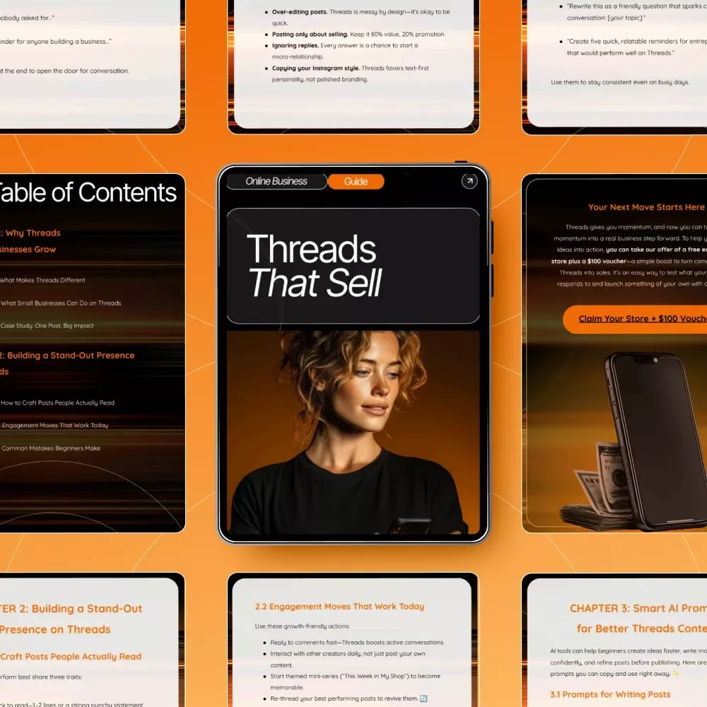 Threads That Sell – Ultimate Guide to How to Use Meta Threads for Business | Small Business Growth Playbook | Social Media Posting Tips & AI Prompts