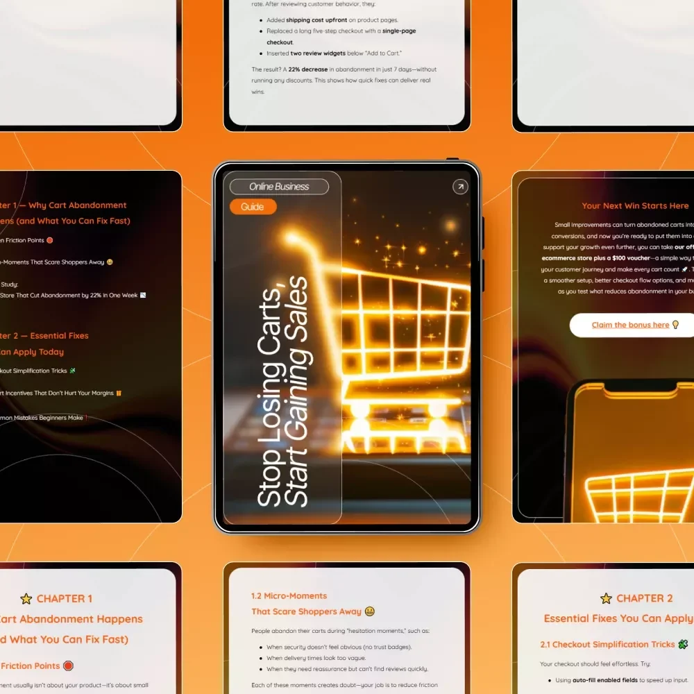 Stop Losing Carts, Start Gaining Sales — Ecommerce Conversion Guide | Digital Download for Small Shops, Etsy Sellers & Online Stores | how to handle cart abandonment Strategies & Checkout Fixes