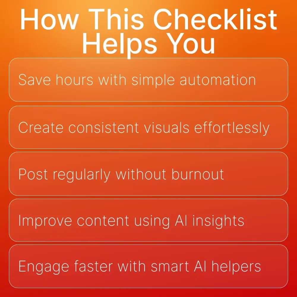 AUTOMATE & GO – Social Media Automation Checklist | Digital Download for Creators & Small Businesses | how to automate social media with ai Guide
