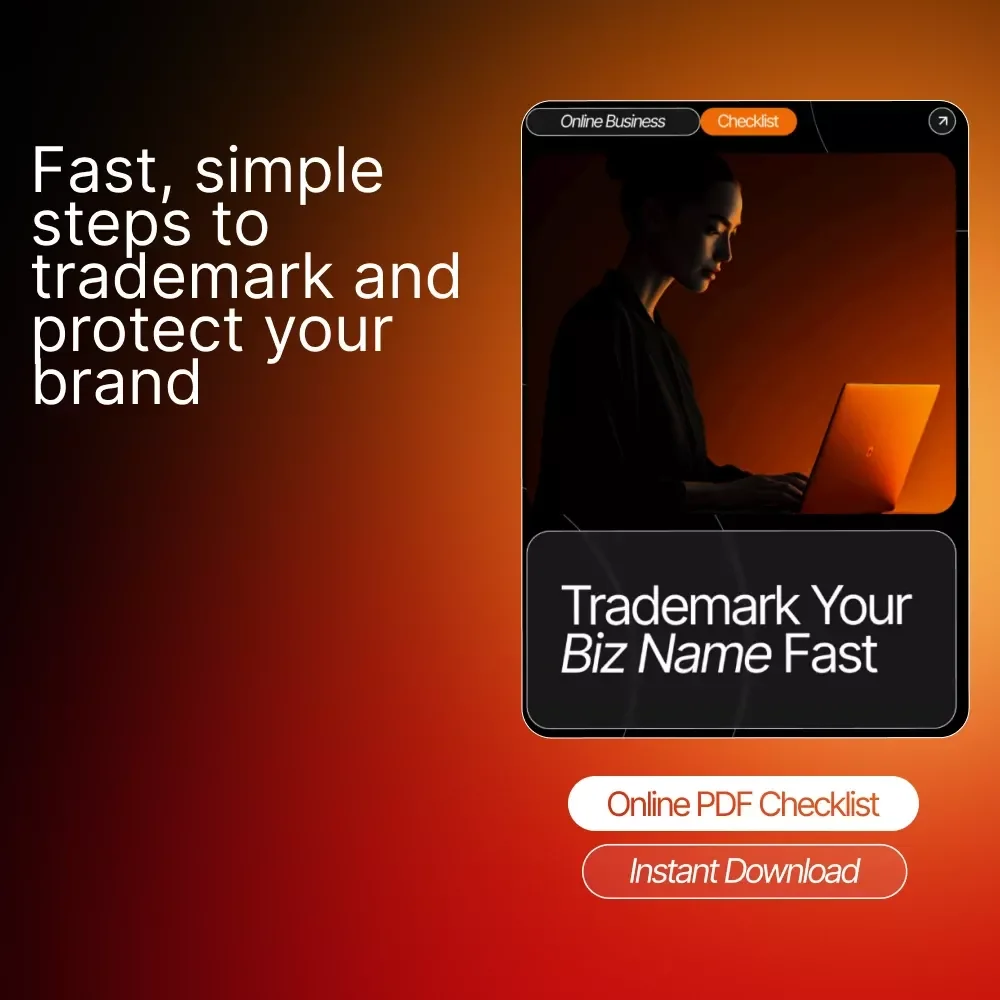 Trademark Your Biz Name Fast | Digital Download Guide for Entrepreneurs, Small Business Owners, Brand Creators | Trademark Search, USPTO Filing, TEAS Application, AI Naming Tools
