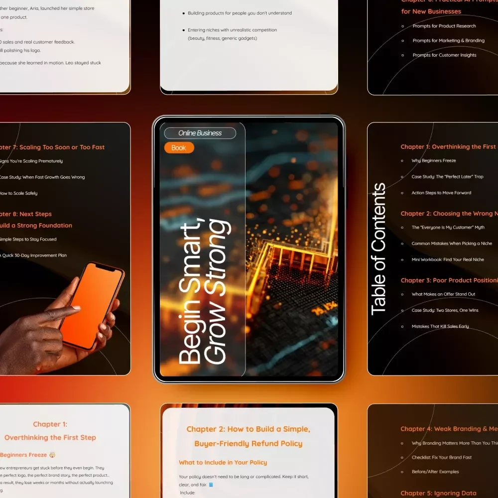 Begin Smart, Grow Strong | Beginner Business Guide, Niche Selection Workbook, Branding & Positioning Checklist, AI Prompts for Entrepreneurs, Digital Download