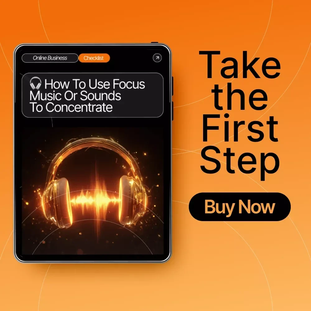 How To Use Focus Music Or Sounds To Concentrate Checklist | Productivity Guide | Focus Routine Builder | Digital Download for Deep Work