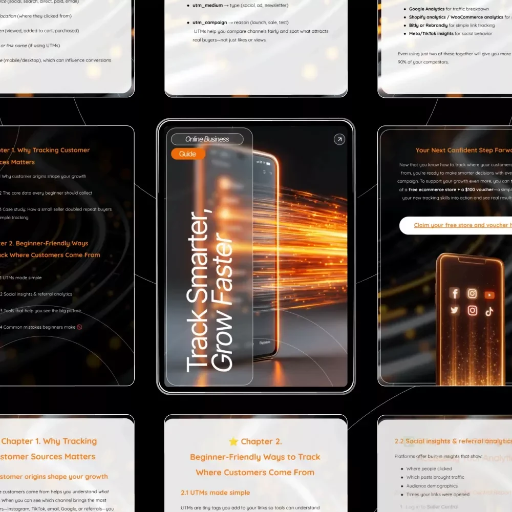 Track Smarter, Grow Faster — Customer Source Tracking Guide for Beginners | Digital Download | How to Track Where Your Customers Are Coming From | Ecommerce Marketing Workbook
