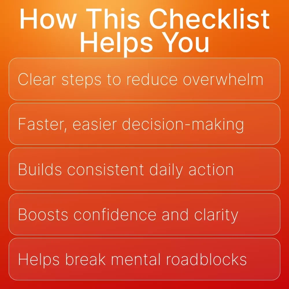 The Action Taker’s Checklist: Stop Overthinking & Start Doing — Printable Mindset Reset Guide, Personal Growth Tool, Productivity Checklist for How to Stop Overthinking and Take Action