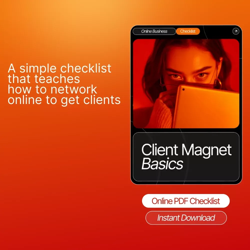 Client Magnet Basics – Networking Online Checklist for Beginners | How to Network Online to Get Clients | Digital Download for Freelancers & Creators