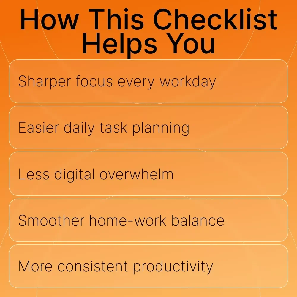 Distraction-Free at Home: Your Productivity Checklist | Work-From-Home Productivity Printable, how to reduce distractions while working from home Guide, Focus & Time Management Checklist
