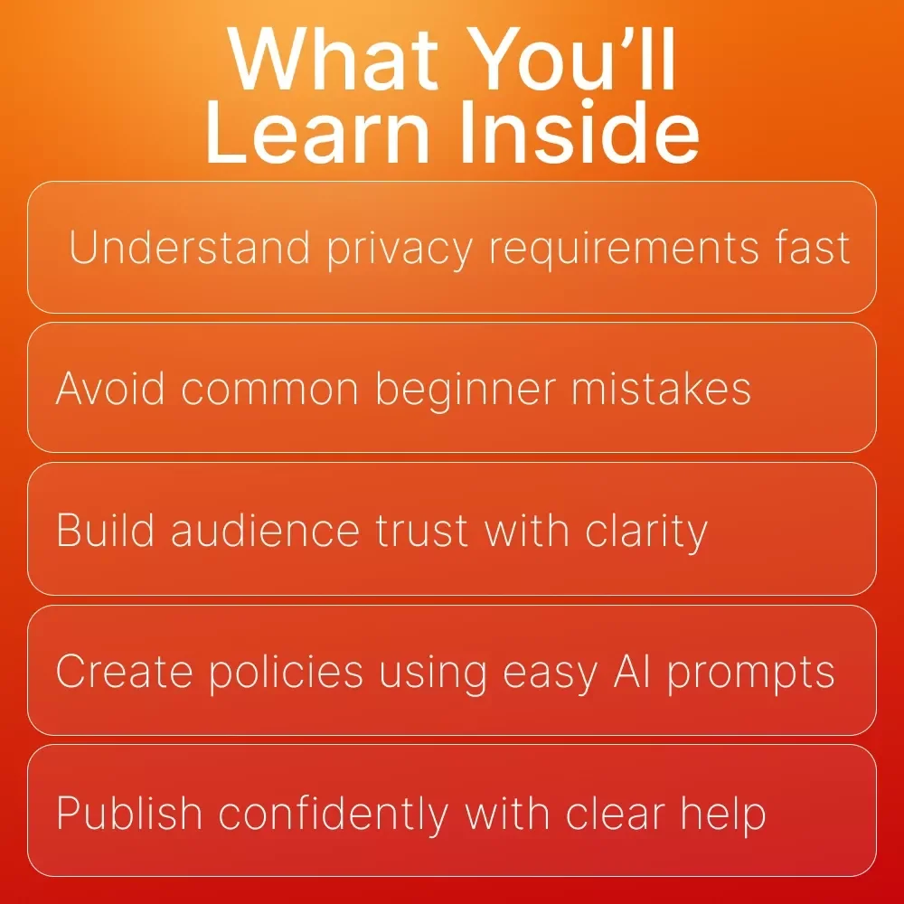 Privacy Policy Made Simple – SEO-Friendly Website Legal Template, Small Business Compliance Guide, Ecommerce & Blogger Privacy Policy eBook (Digital Download)
