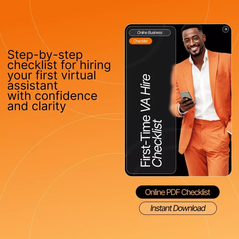 First-Time VA Hire Checklist | Printable Hiring Guide for Small Business Owners | How to Hire a Virtual Assistant for the First Time | Digital Download Hiring Toolkit