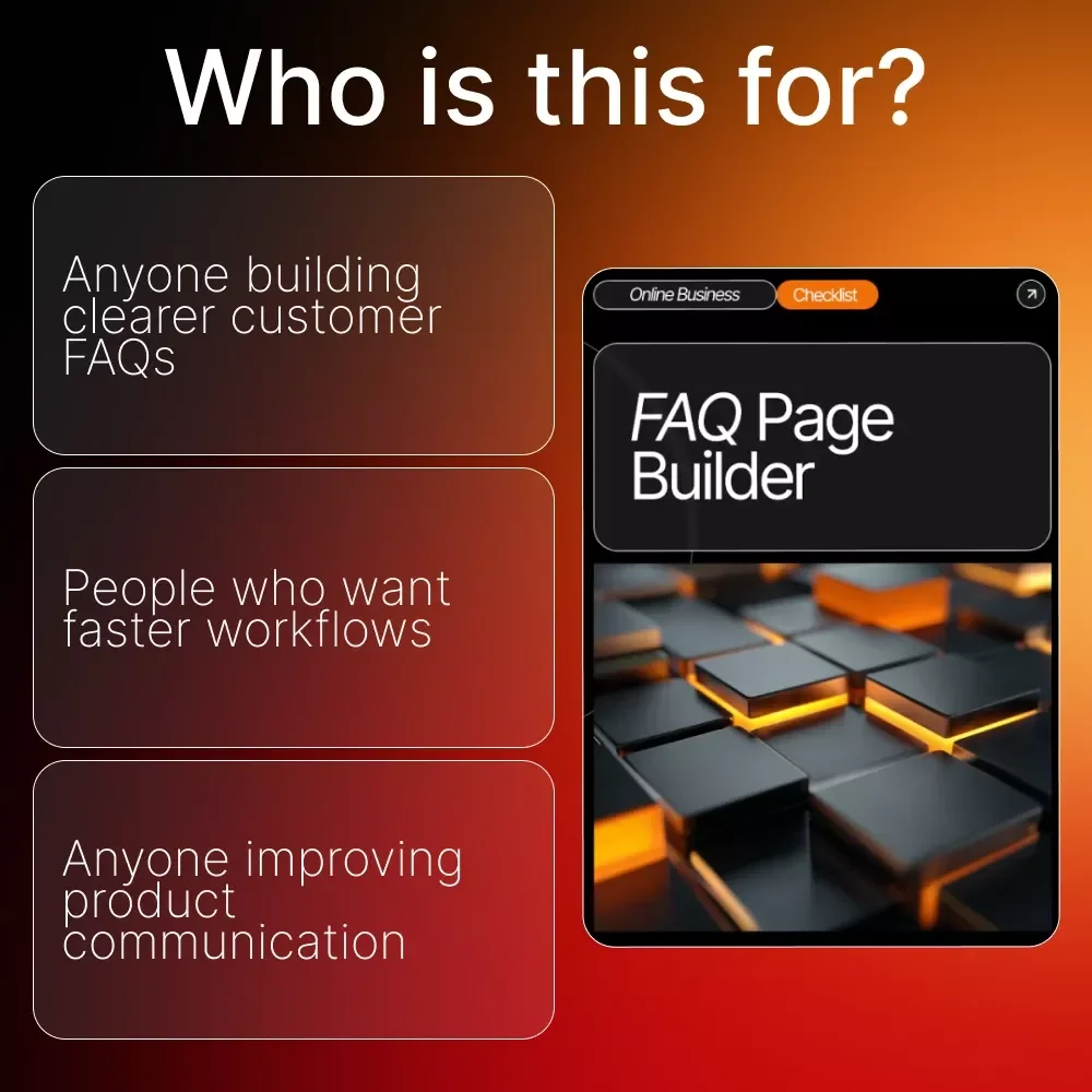 FAQ Page Builder Checklist | Editable Customer Support Guide for Small Businesses | How to Create a FAQ Page SEO Toolkit
