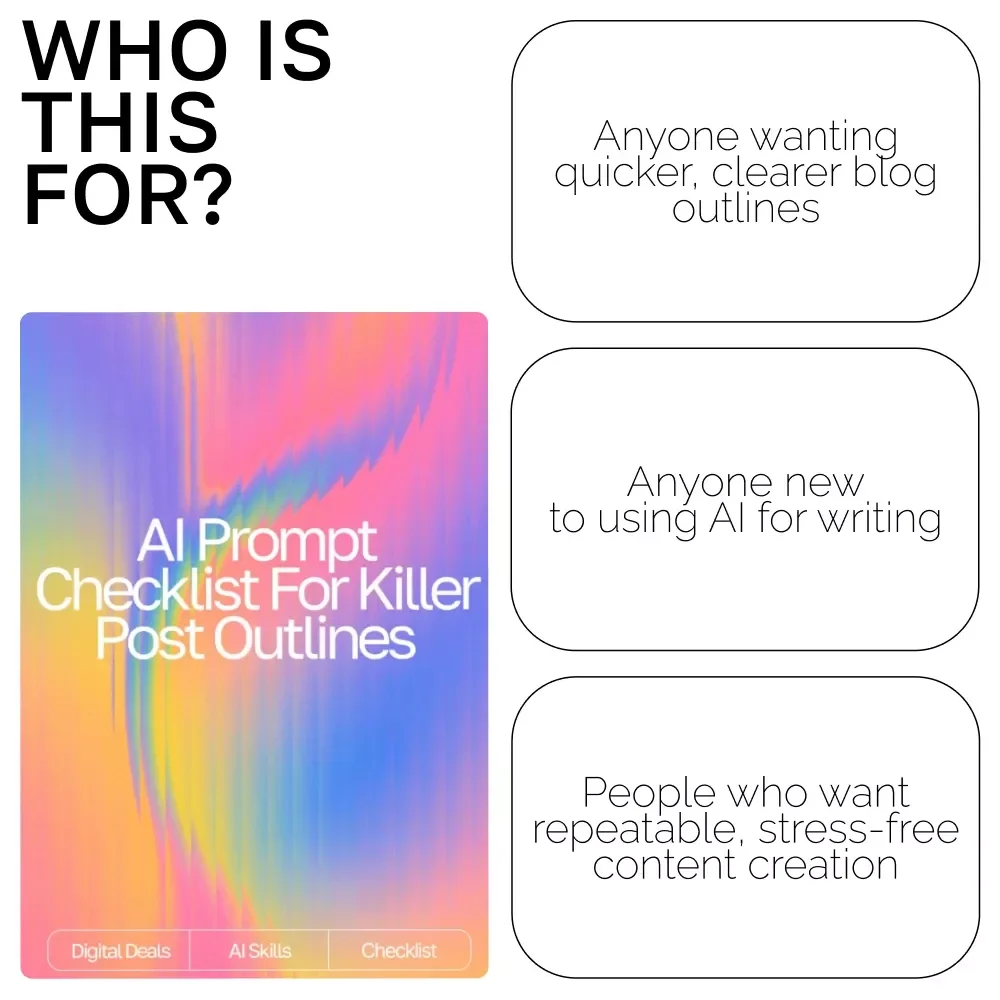 AI Prompt Checklist for Killer Post Outlines – SEO-Boosting Content Planner, Blogging Workflow Guide, Digital Download for ai prompts for blog post outlines