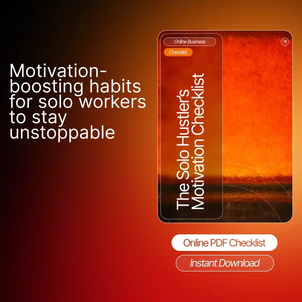 The Solo Hustler’s Motivation Checklist | Digital Download for Entrepreneurs | Stay Focused & Inspired | how to stay motivated when working alone Guide