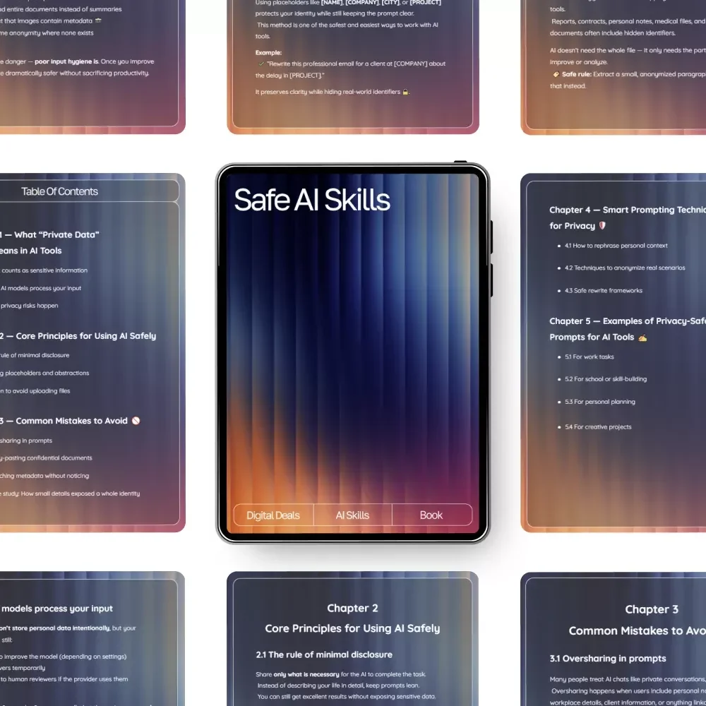 Safe AI Skills | Digital eBook for Privacy and Data Protection | Learn How to Use AI Tools Without Giving Away Private Data and Build Smarter Habits for Secure AI Use