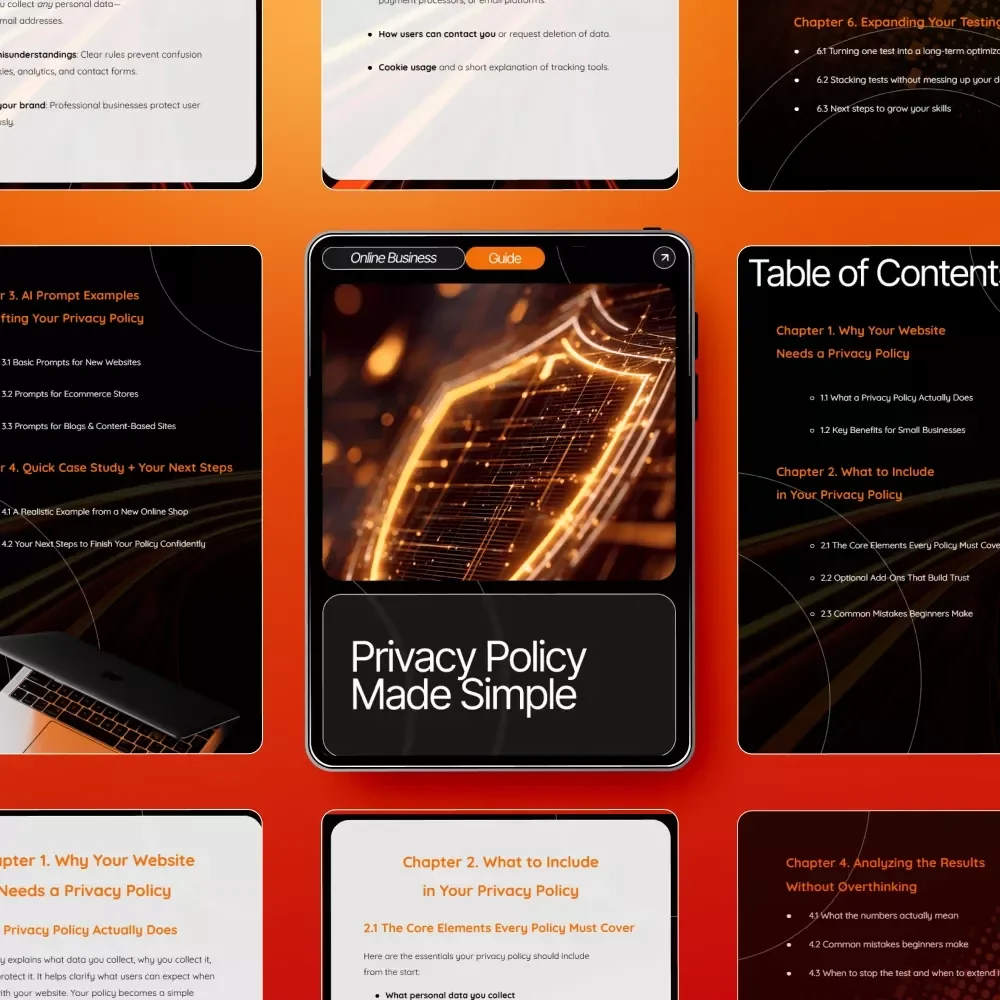Privacy Policy Made Simple – SEO-Friendly Website Legal Template, Small Business Compliance Guide, Ecommerce & Blogger Privacy Policy eBook (Digital Download)