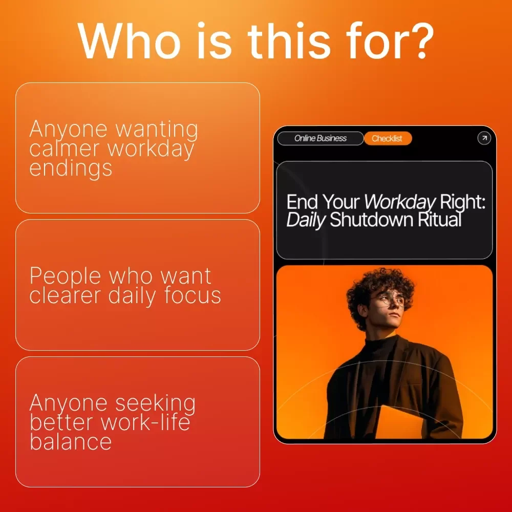 End Your Workday Right: Daily Shutdown Ritual Checklist | how to do a daily shutdown ritual | Evening Reset Guide for Productivity & Work-Life Balance