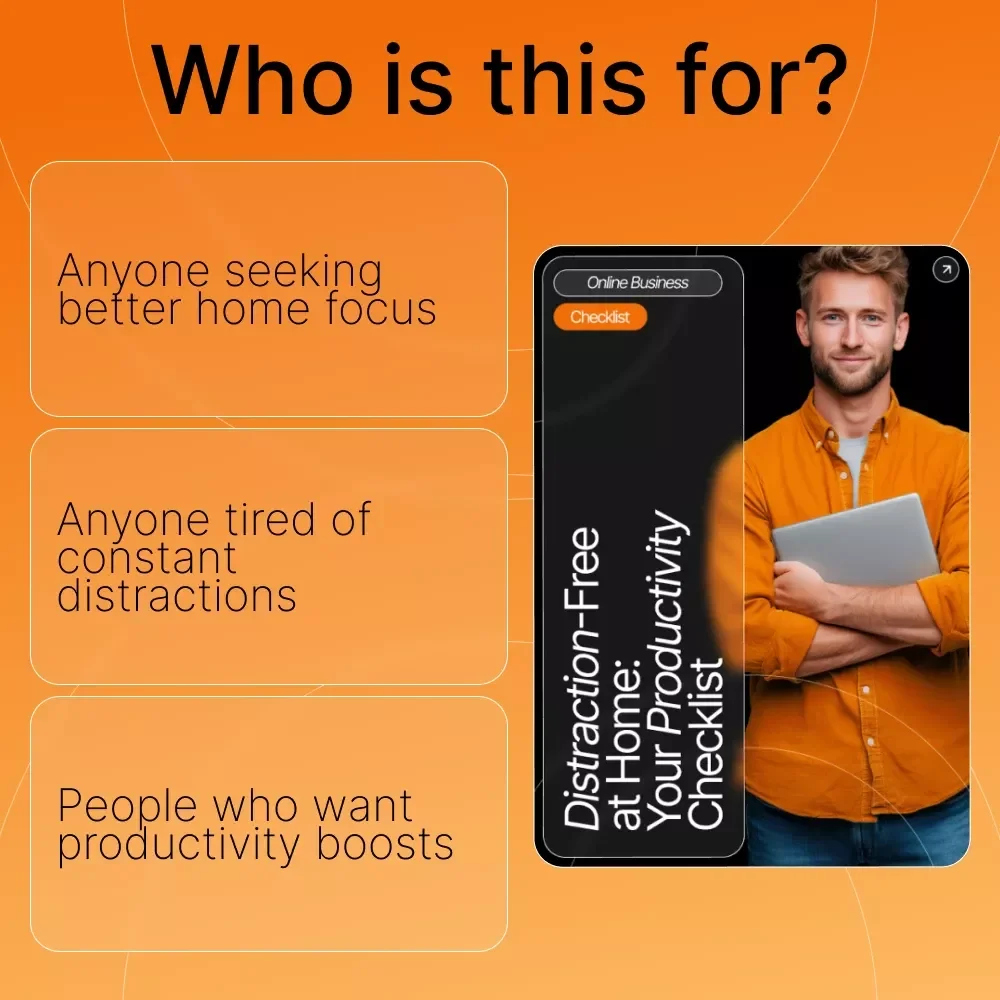 Distraction-Free at Home: Your Productivity Checklist | Work-From-Home Productivity Printable, how to reduce distractions while working from home Guide, Focus & Time Management Checklist