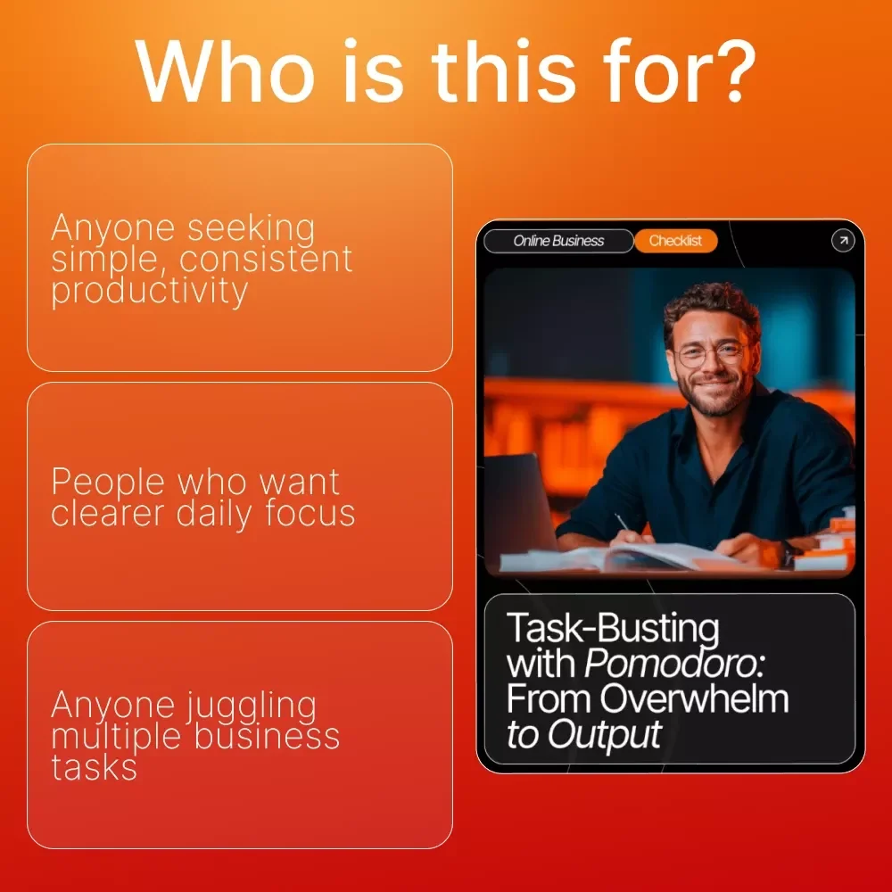 Task-Busting with Pomodoro: From Overwhelm to Output | Productivity Checklist for Entrepreneurs | how to use the pomodoro technique for business tasks