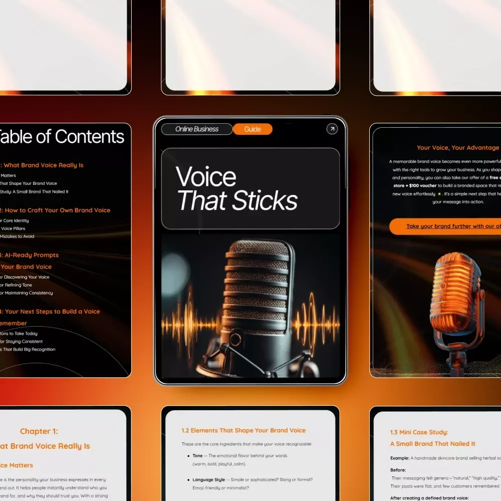 Voice That Sticks | Guide for How to Create a Memorable Brand Voice | Branding Workbook, Brand Identity Toolkit, Small Business Copywriting Guide