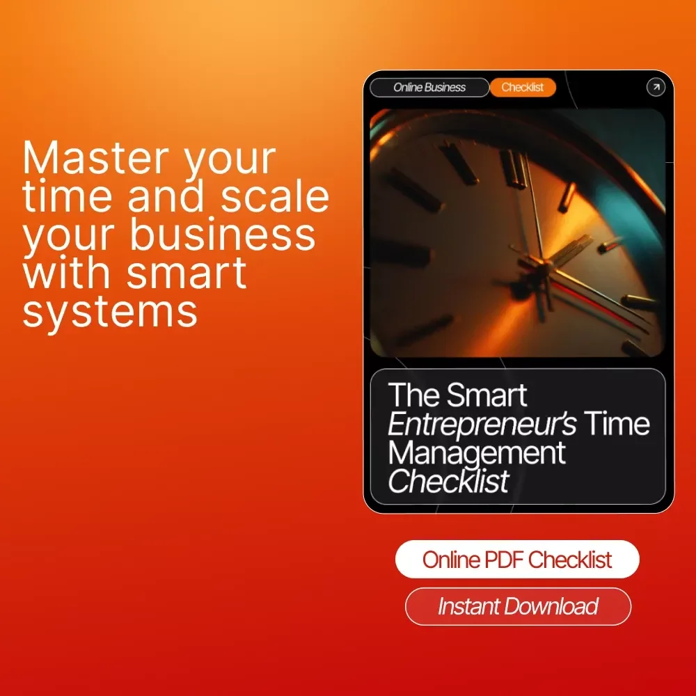 The Smart Entrepreneur’s Time Management Checklist | Productivity Planner | Digital Download | Best Time Management Techniques for Entrepreneurs | Business Growth Tools
