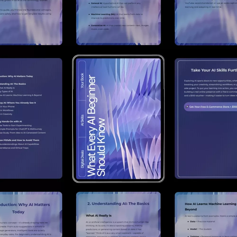 What Every AI Beginner Should Know | AI Beginner eBook Guide | Digital Download for Learning AI Basics, Tools & Prompts