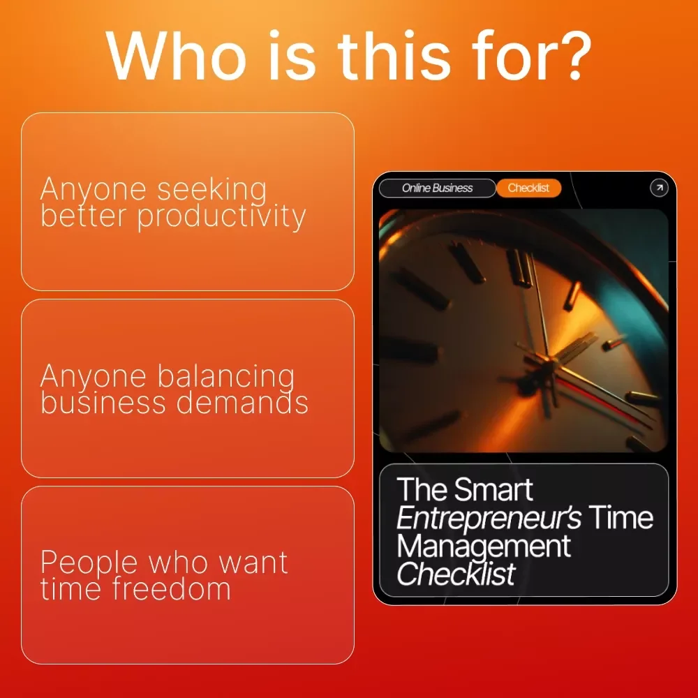 The Smart Entrepreneur’s Time Management Checklist | Productivity Planner | Digital Download | Best Time Management Techniques for Entrepreneurs | Business Growth Tools
