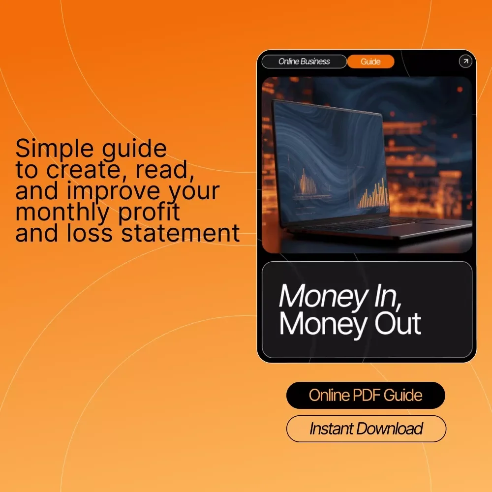 Money In, Money Out | Monthly Profit & Loss Guide for Small Businesses | how to do a monthly profit and loss statement | Etsy-Style Digital Download