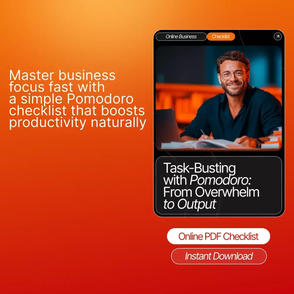 Task-Busting with Pomodoro: From Overwhelm to Output | Productivity Checklist for Entrepreneurs | how to use the pomodoro technique for business tasks