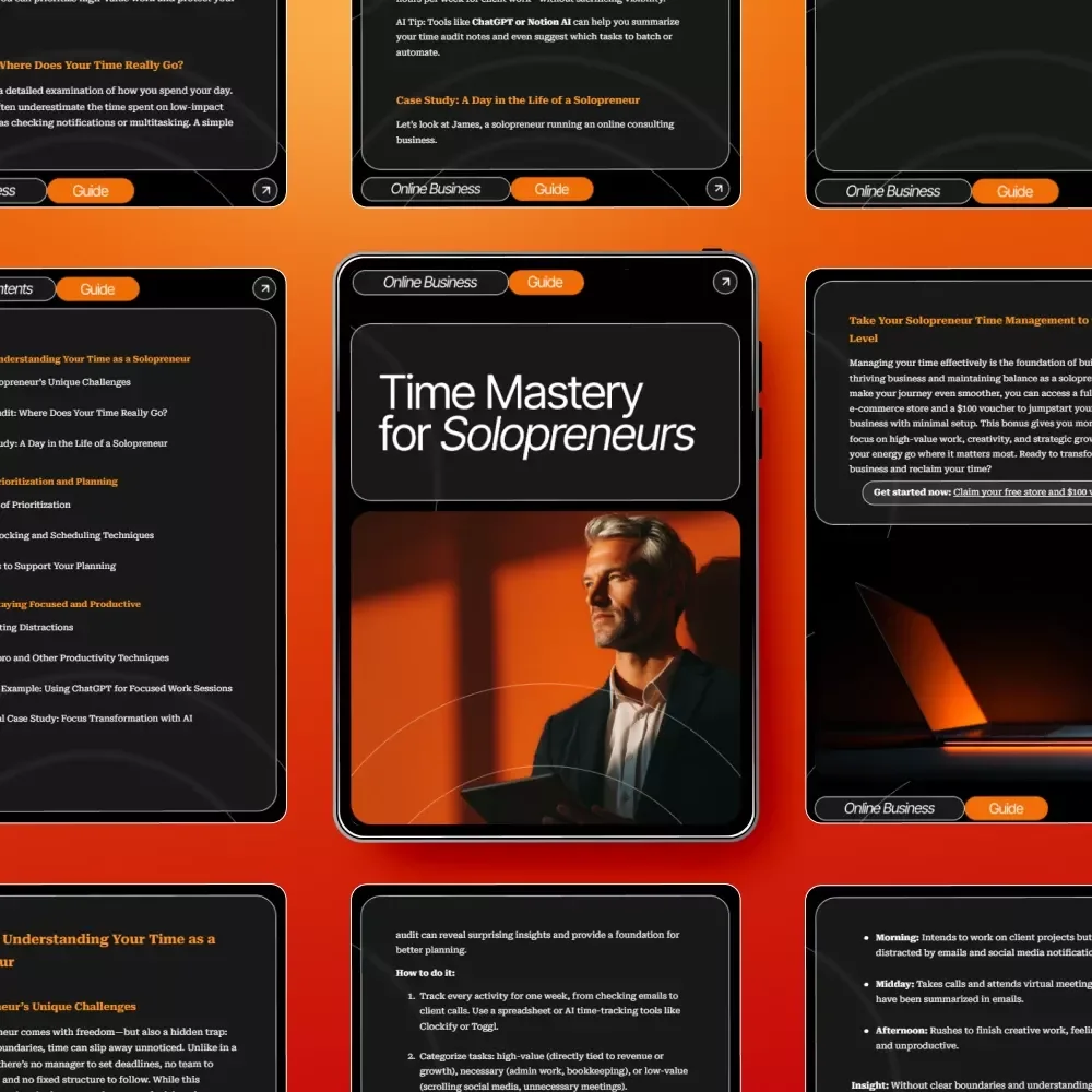 Time Mastery for Solopreneurs | Ultimate Productivity Guide for Entrepreneurs | how to manage your time as a solopreneur | Digital Download