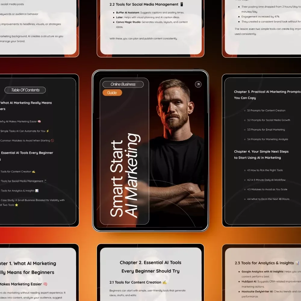 Smart Start AI Marketing | Beginner’s Guide to AI Marketing Tools for Beginners | Digital Download for Entrepreneurs and Creators