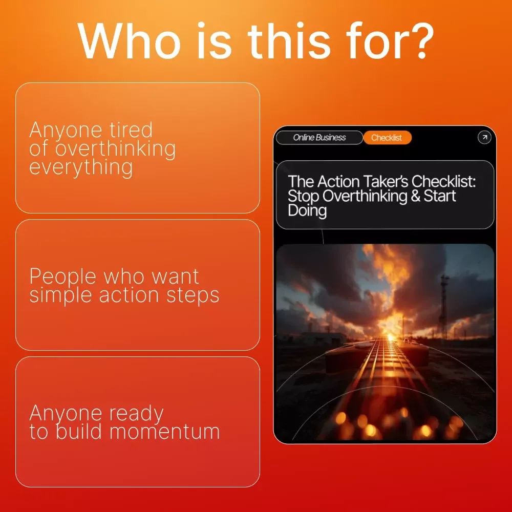 The Action Taker’s Checklist: Stop Overthinking & Start Doing — Printable Mindset Reset Guide, Personal Growth Tool, Productivity Checklist for How to Stop Overthinking and Take Action