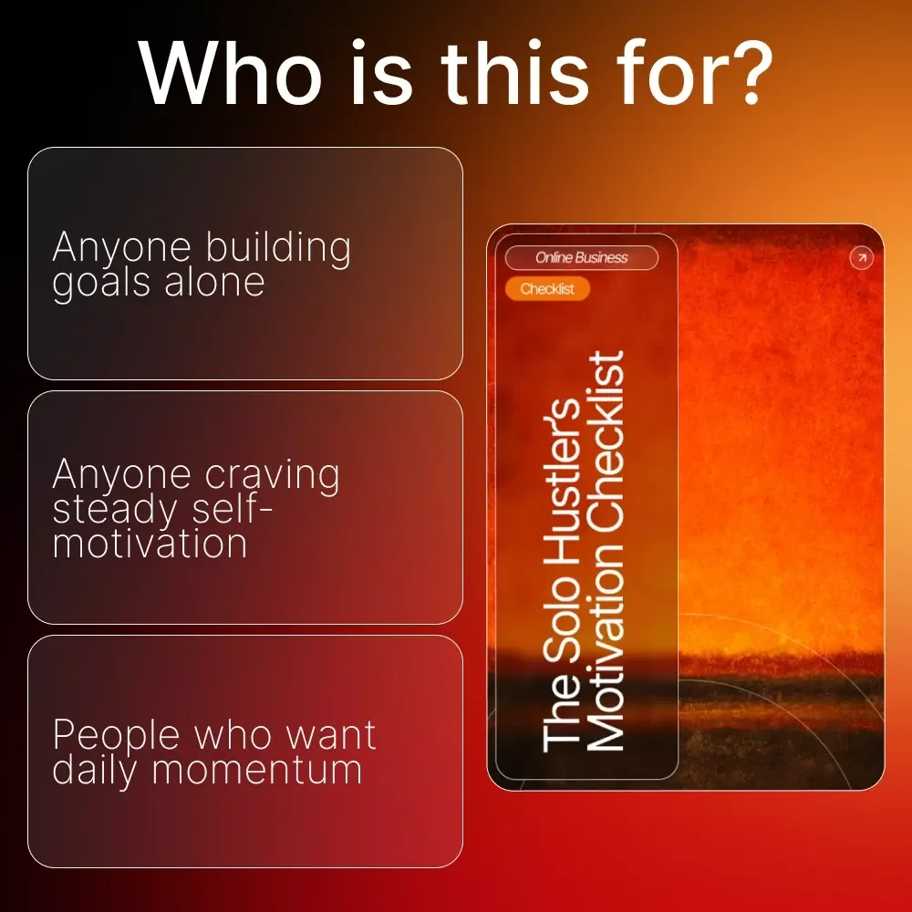 The Solo Hustler’s Motivation Checklist | Digital Download for Entrepreneurs | Stay Focused & Inspired | how to stay motivated when working alone Guide
