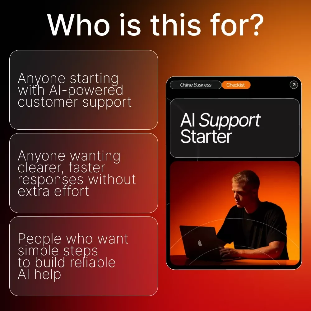 AI Support Starter | how to use ai for customer service | Editable Checklist for Small Businesses, Online Shops & Service Providers
