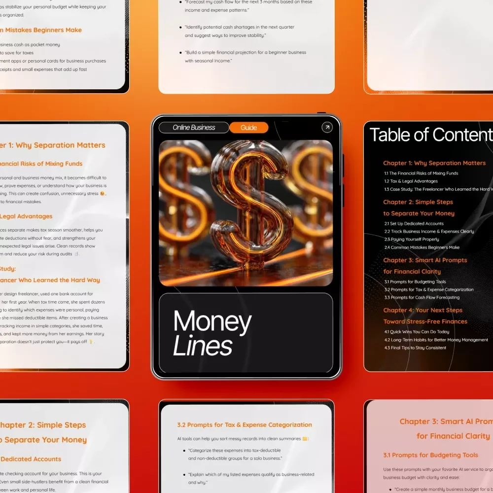 Money Lines | Financial Clarity Guide for Entrepreneurs, Freelancers & Small Business Owners | Digital Download eBook for Stress-Free Money Management