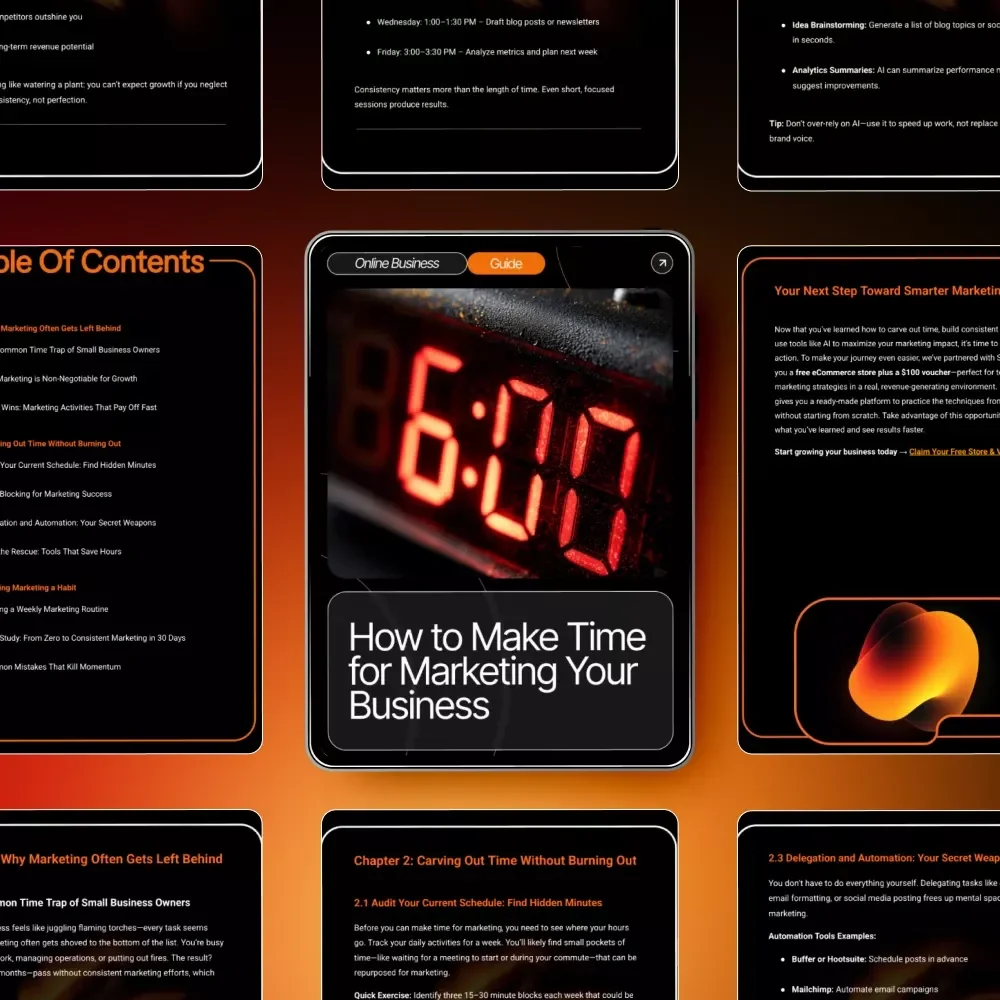 How to Make Time for Marketing Your Business | Productivity Guide for Entrepreneurs | Time-Saving Marketing Strategies Digital Download | Small Business Marketing Planner