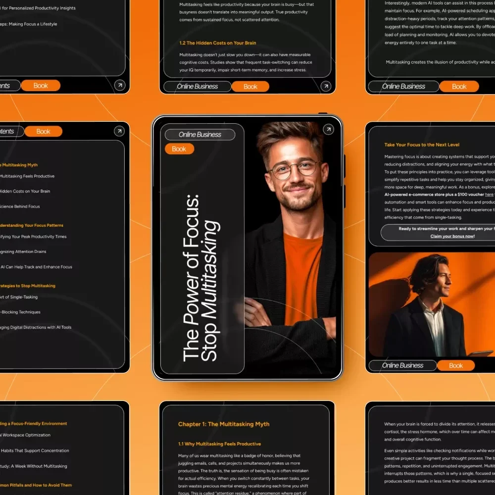 The Power of Focus: Stop Multitasking – Productivity eBook for Deep Work, Mindful Efficiency & How to Stop Multitasking and Focus | Digital Download