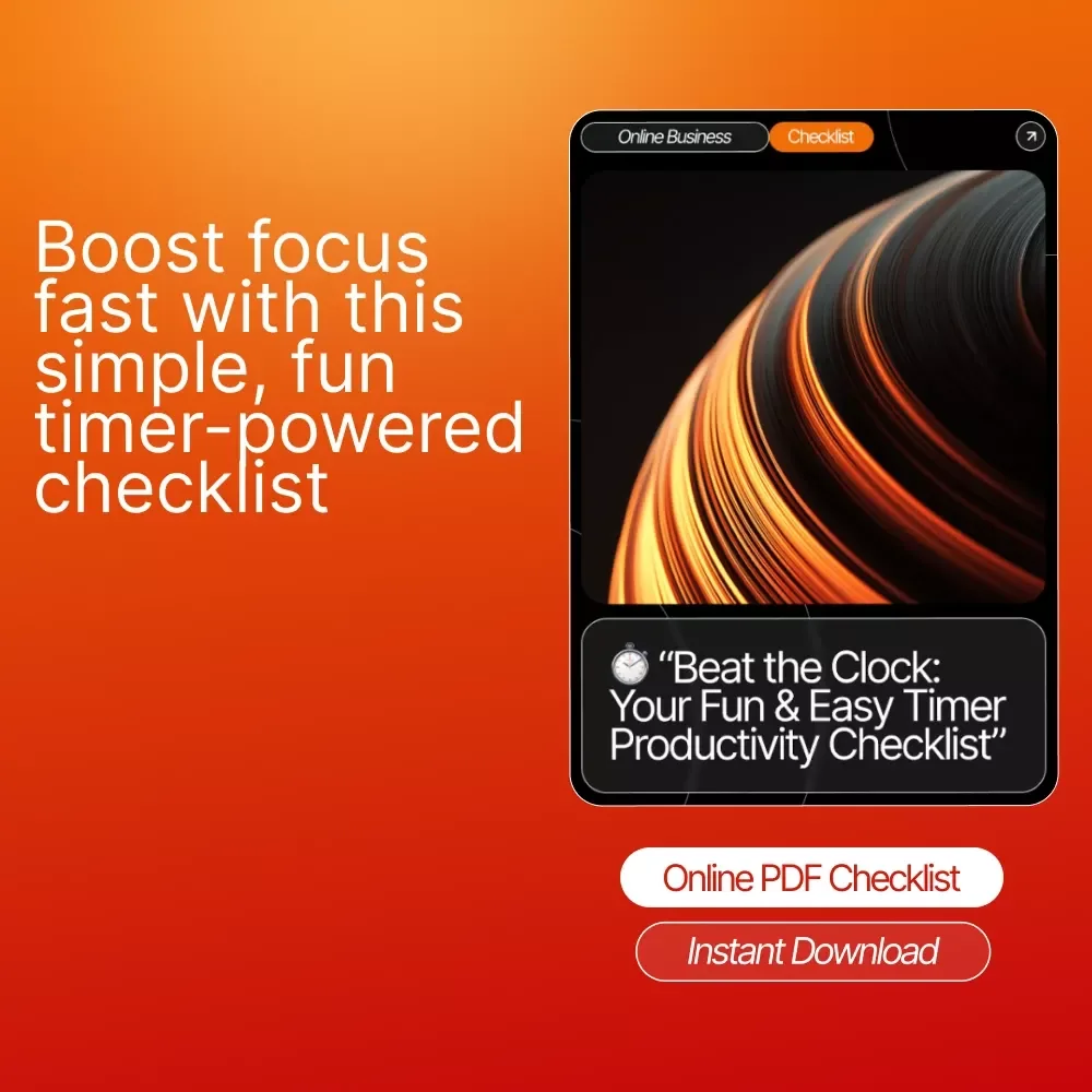 Beat the Clock: Your Fun & Easy Timer Productivity Checklist | Printable Productivity Toolkit | How to Use a Timer to Get More Done | Time-Management Guide for Busy Creatives & Entrepreneurs