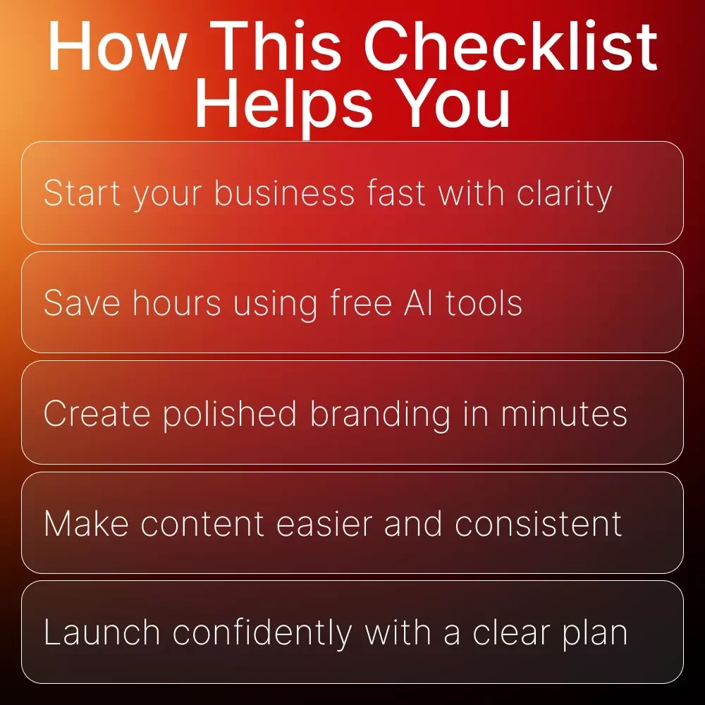 AI Business Starter Steps Checklist | Digital Download for Entrepreneurs | Free AI Tools for Business Guide
