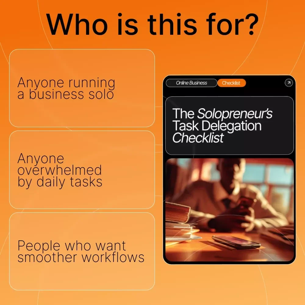 The Solopreneur’s Task Delegation Checklist | Printable Delegation Guide for Small Business Owners | How to Delegate Tasks When You Are a Solopreneur | Productivity & Workflow Optimization