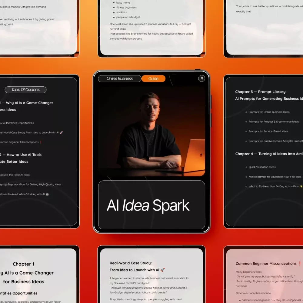AI Idea Spark — Guide for Entrepreneurs | AI Idea Spark Business Idea Generator | Digital Download for ai for generating business ideas