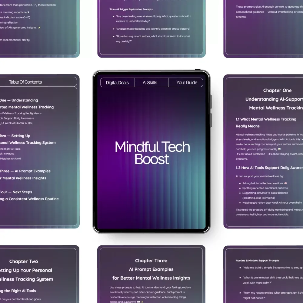 Mindful Tech Boost | Digital Guide to Emotional Balance and Self-Awareness | Learn How to Use AI Help for Tracking Mental Wellness and Building Healthier Daily Habits