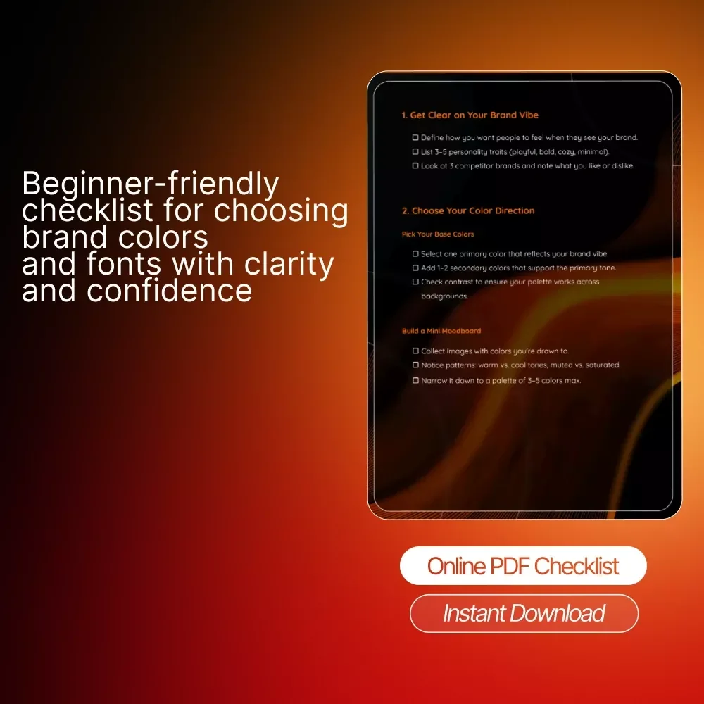 Brand Style Starter Checklist | how to choose your brand colors and fonts | Editable Branding Guide for Entrepreneurs, Creatives & Small Businesses