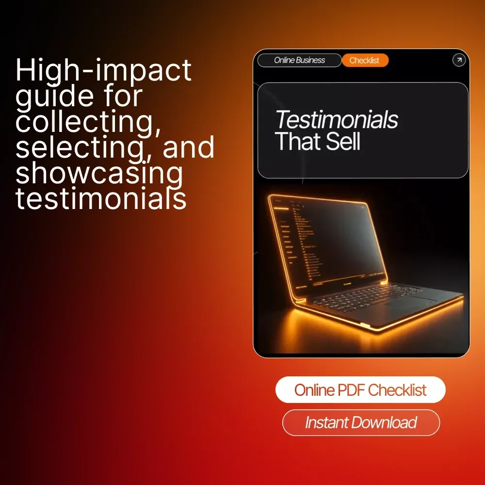 Testimonials That Sell – High-Impact Testimonial Guide, eBook & Checklist for Small Businesses, Coaches, Creators & Etsy Sellers | Digital Download