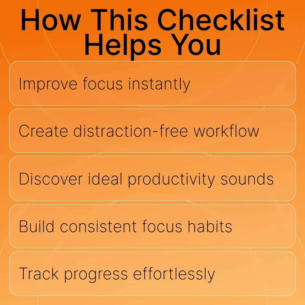 How To Use Focus Music Or Sounds To Concentrate Checklist | Productivity Guide | Focus Routine Builder | Digital Download for Deep Work