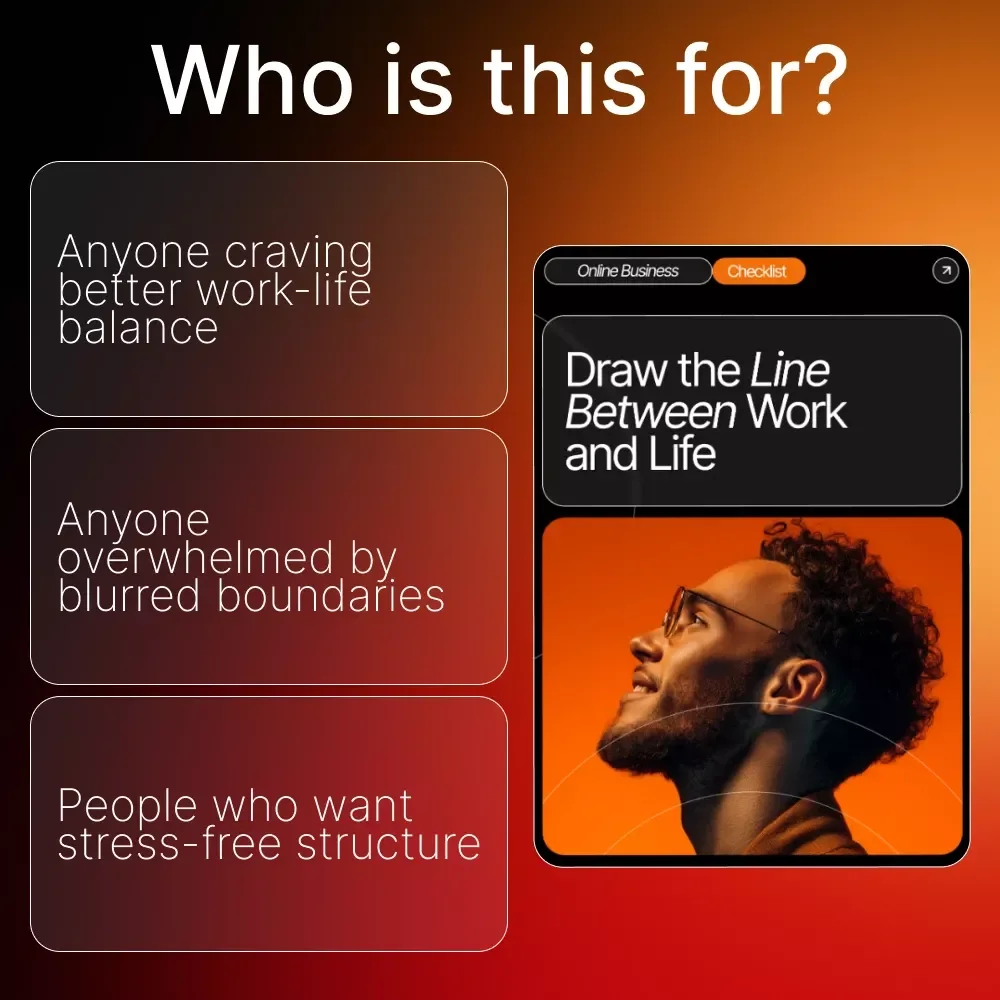 Draw the Line Between Work and Life Checklist | How to Set Boundaries Between Work and Life | Printable Digital Download for Work-Life Balance