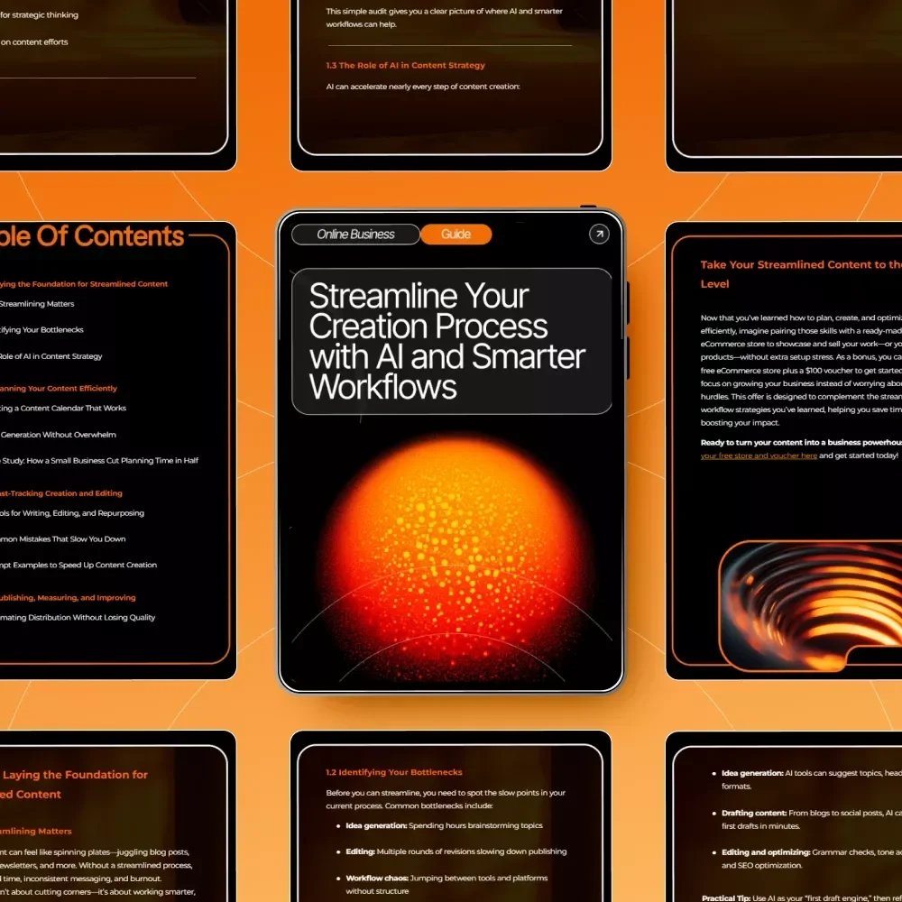 Streamline Your Creation Process with AI and Smarter Workflows | Digital Guide for Creators, Entrepreneurs & Small Businesses | Learn how to streamline your content creation process with actionable systems and AI strategies